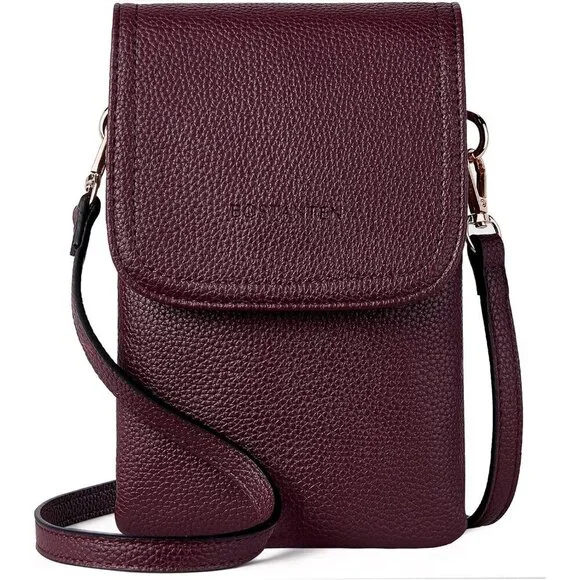 Women Burgundy Red Imported Vegan Leather Adjustable Strap Small Crossbody Bags - Picture 1 of 9